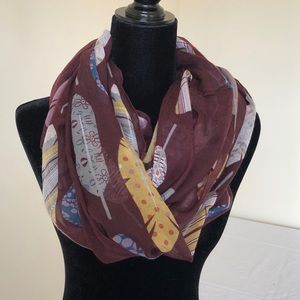 Maroon Leaf Infinity Scarf